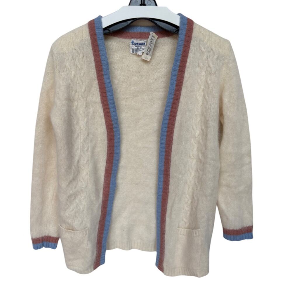 Vintage Lambswool and Angora Open Front Cardi with Flaws size S(?) Please Read!